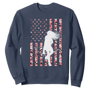 Patriotic Women Bow Hunter Sweatshirt American Flag Pink Camo Gift - Print Your Wear