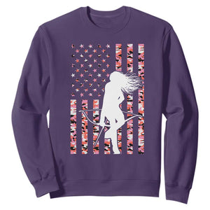 Patriotic Women Bow Hunter Sweatshirt American Flag Pink Camo Gift - Print Your Wear