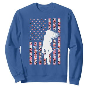 Patriotic Women Bow Hunter Sweatshirt American Flag Pink Camo Gift - Print Your Wear