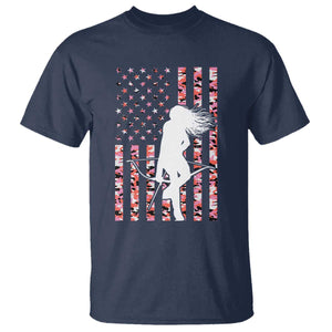 Patriotic Women Bow Hunter T Shirt American Flag Pink Camo Gift TS12 Navy Print Your Wear