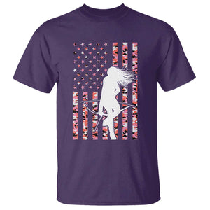 Patriotic Women Bow Hunter T Shirt American Flag Pink Camo Gift TS12 Purple Print Your Wear