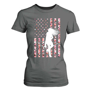 Patriotic Women Bow Hunter T Shirt For Women American Flag Pink Camo Gift TS12 Dark Heather Print Your Wear