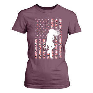 Patriotic Women Bow Hunter T Shirt For Women American Flag Pink Camo Gift TS12 Maroon Print Your Wear