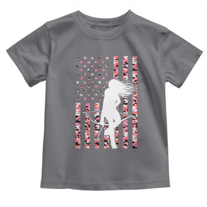 Patriotic Women Bow Hunter Toddler T Shirt American Flag Pink Camo Gift TS12 Charcoal Print Your Wear
