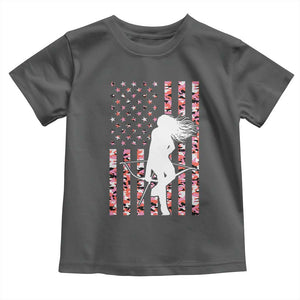 Patriotic Women Bow Hunter Toddler T Shirt American Flag Pink Camo Gift TS12 Dark Heather Print Your Wear