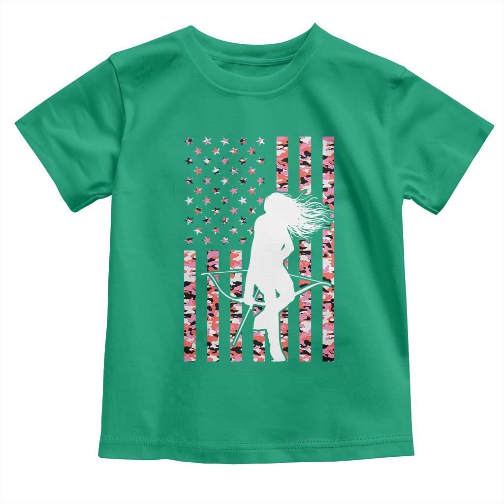 Patriotic Women Bow Hunter Toddler T Shirt American Flag Pink Camo Gift TS12 Irish Green Print Your Wear