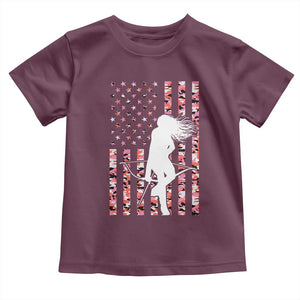 Patriotic Women Bow Hunter Toddler T Shirt American Flag Pink Camo Gift TS12 Maroon Print Your Wear
