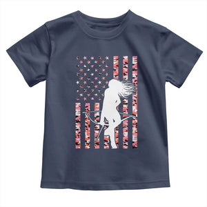 Patriotic Women Bow Hunter Toddler T Shirt American Flag Pink Camo Gift TS12 Navy Print Your Wear