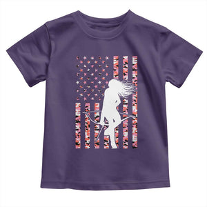 Patriotic Women Bow Hunter Toddler T Shirt American Flag Pink Camo Gift TS12 Purple Print Your Wear