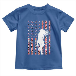 Patriotic Women Bow Hunter Toddler T Shirt American Flag Pink Camo Gift TS12 Royal Blue Print Your Wear
