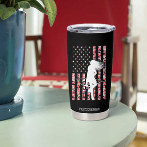Patriotic Women Bow Hunter Tumbler Cup American Flag Pink Camo Gift - Print Your Wear