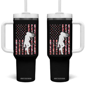 Patriotic Women Bow Hunter Tumbler With Handle American Flag Pink Camo Gift TS12 One Size: 40 oz Black Print Your Wear