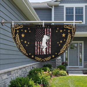 Women Bow Hunter Patriotic Fan Flag American Flag Pink Camo Gift