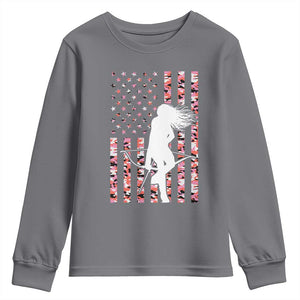 Patriotic Women Bow Hunter Youth Sweatshirt American Flag Pink Camo Gift TS12 Charcoal Print Your Wear