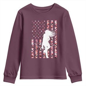 Patriotic Women Bow Hunter Youth Sweatshirt American Flag Pink Camo Gift TS12 Maroon Print Your Wear
