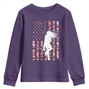Patriotic Women Bow Hunter Youth Sweatshirt American Flag Pink Camo Gift TS12 Purple Print Your Wear