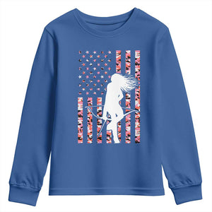 Patriotic Women Bow Hunter Youth Sweatshirt American Flag Pink Camo Gift TS12 Royal Blue Print Your Wear