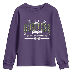 Funny Hunting Lover Youth Sweatshirt Hello Hunting Season Goodbye Husband TS12 Purple Print Your Wear