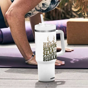 Hello Hunting Season Goodbye Husband Tumbler With Handle Funny Hunter Wife Gift TS12 Print Your Wear