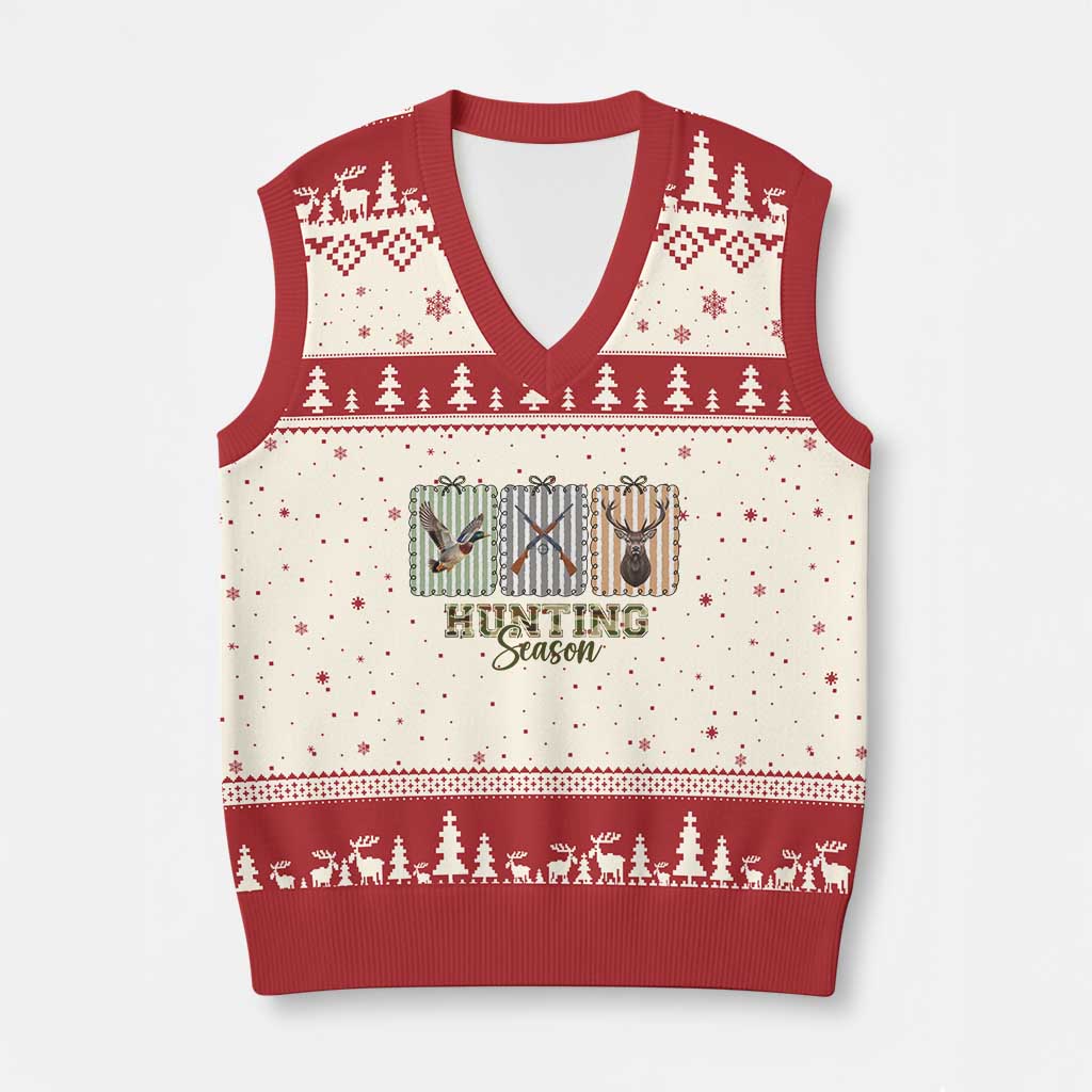 Hunting Season V-Neck Knit Sweater Vest Funny Hunter Wife Gift TS12 Beige Red Print Your Wear