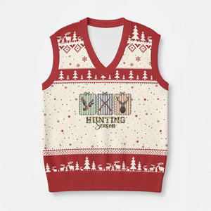 Hunting Season V-Neck Knit Sweater Vest Funny Hunter Wife Gift TS12 Beige Red Print Your Wear