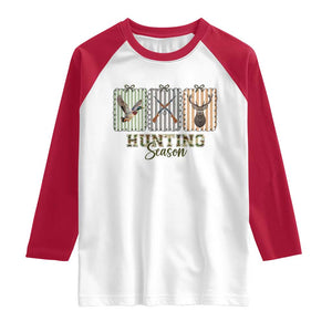 Hunting Season Raglan Shirt Funny Hunter Wife Gift TS12 White Red Print Your Wear