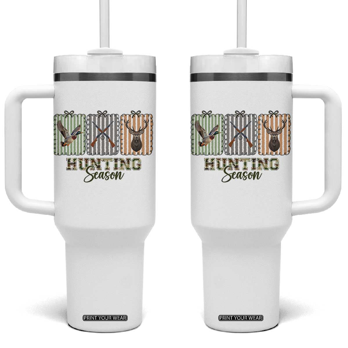 Hunting Season Tumbler With Handle Funny Hunter Wife Gift TS12 One Size: 40 oz White Print Your Wear