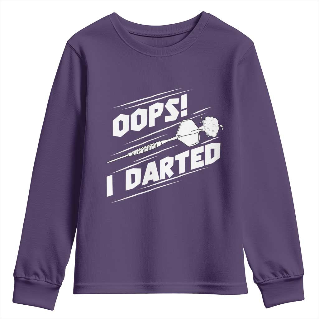 Funny Dart Thrower Youth Sweatshirt Oops I Darted Gift For Dartist TS12 Purple Print Your Wear