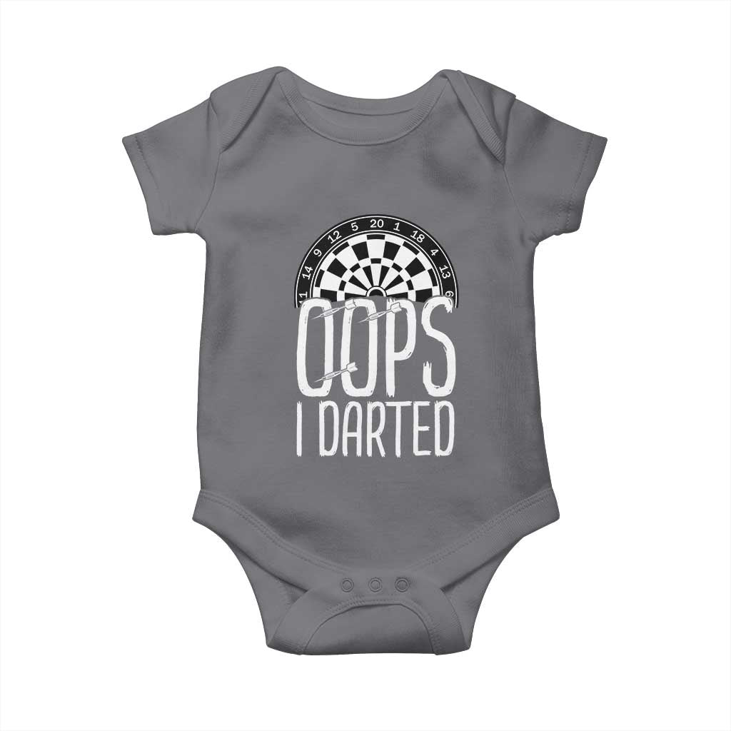 Sarcastic Dartist Gift Baby Onesie Funny Oops I Darted Darts Lover TS12 Charcoal Print Your Wear