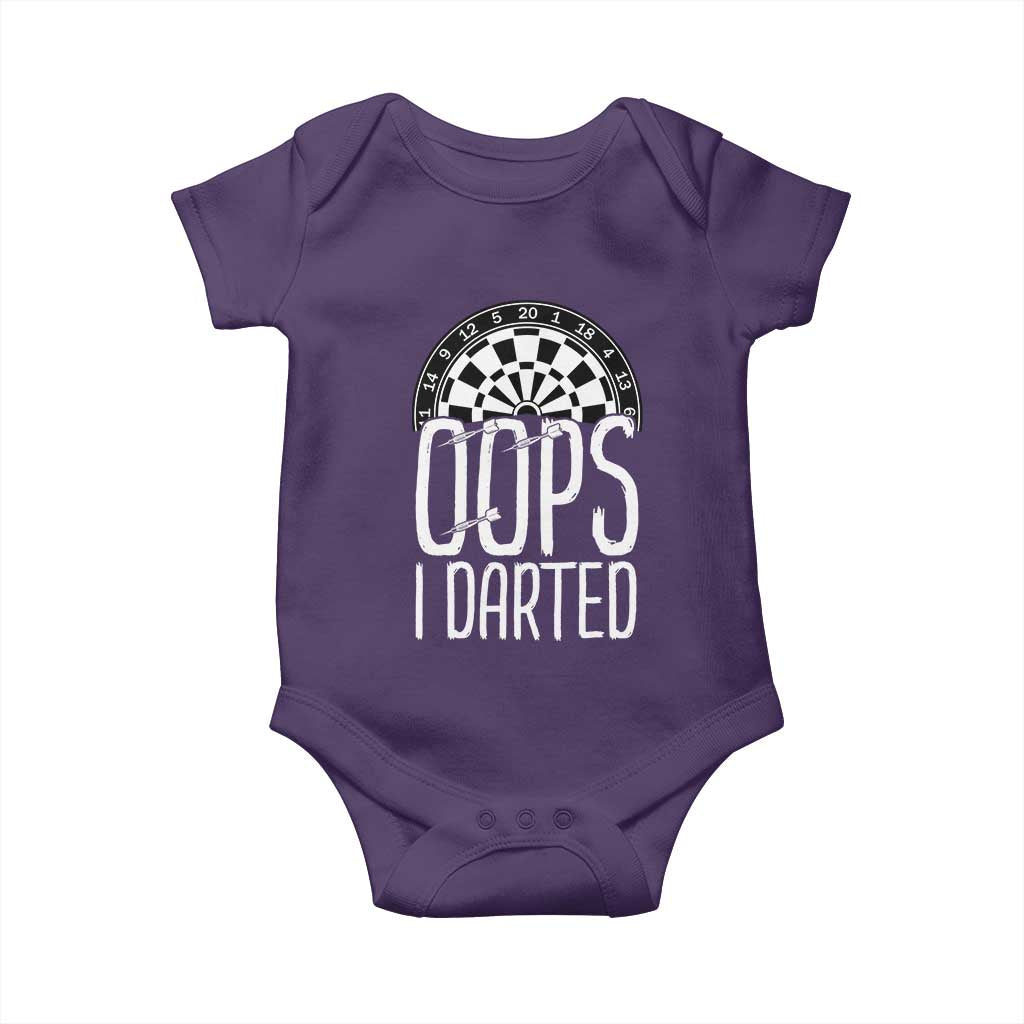 Sarcastic Dartist Gift Baby Onesie Funny Oops I Darted Darts Lover TS12 Purple Print Your Wear