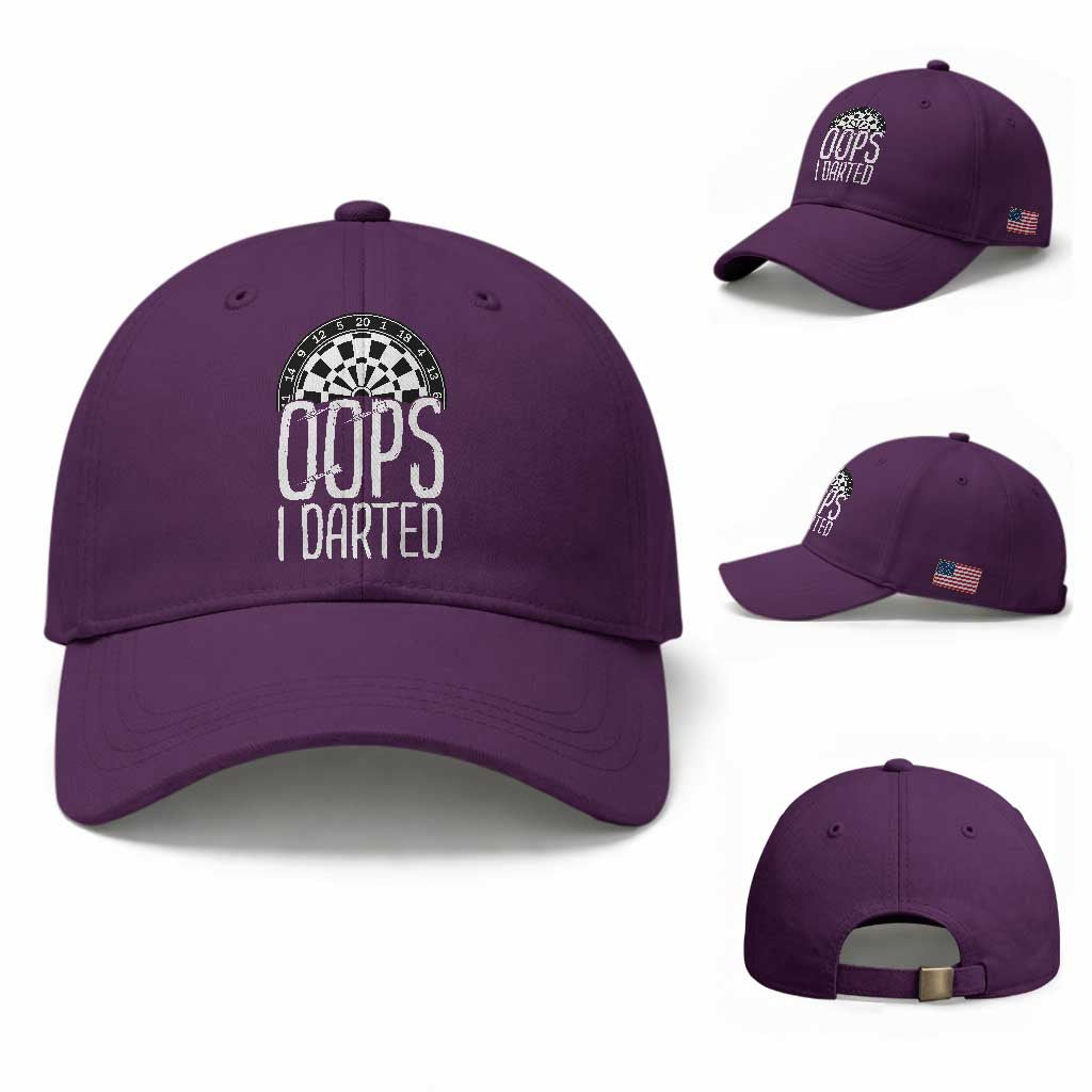 Sarcastic Dartist Gift Baseball Cap Funny Oops I Darted Darts Lover TS12 Baseball Cap Universal Fit Purple Print Your Wear