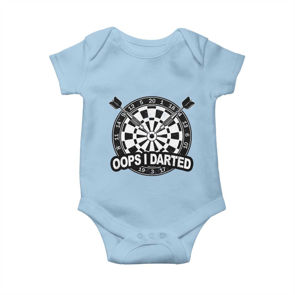 Funny Oops I Darted Baby Onesie Sarcastic Dartist Darts Lover Gift TS12 Light Blue Print Your Wear