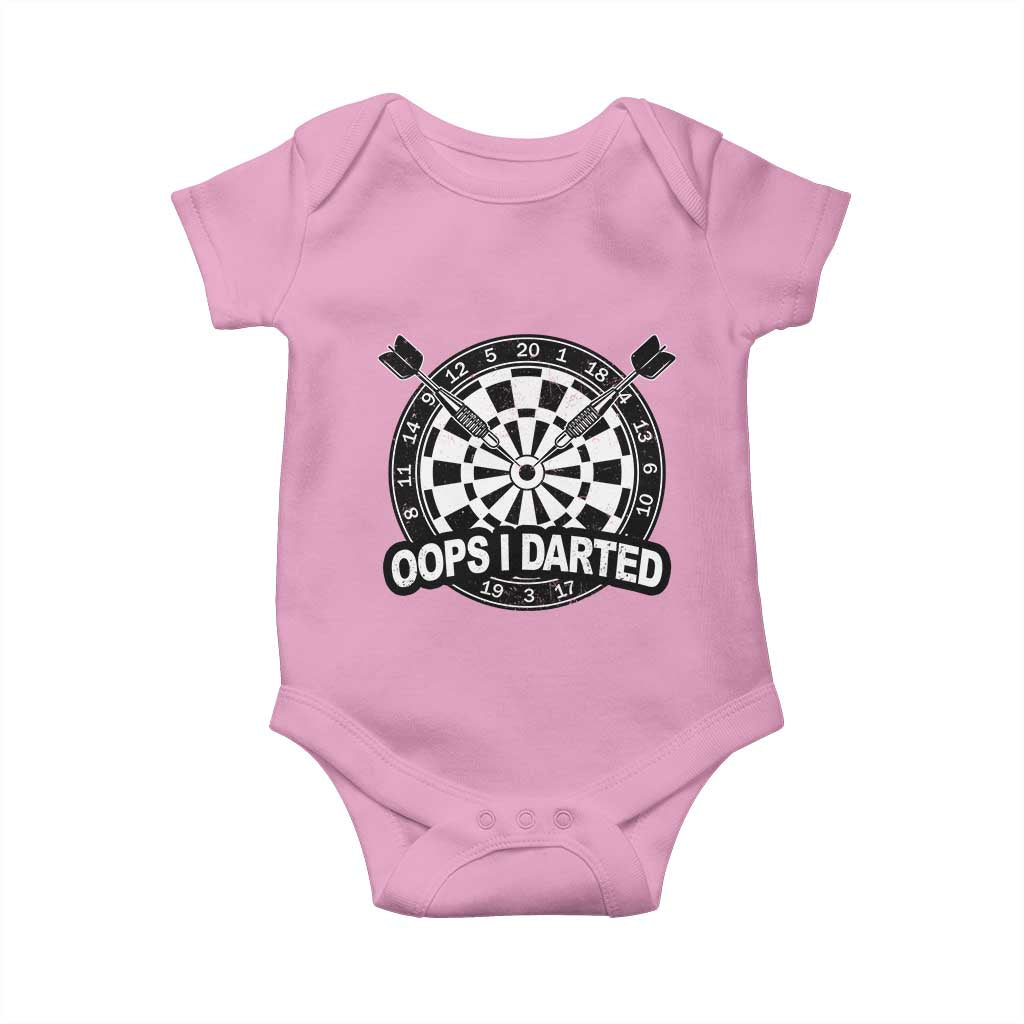 Funny Oops I Darted Baby Onesie Sarcastic Dartist Darts Lover Gift TS12 Light Pink Print Your Wear
