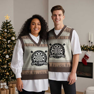 Funny Oops I Darted V-Neck Knit Sweater Vest Sarcastic Dartist Darts Lover Gift TS12 Mocha Mousse Print Your Wear