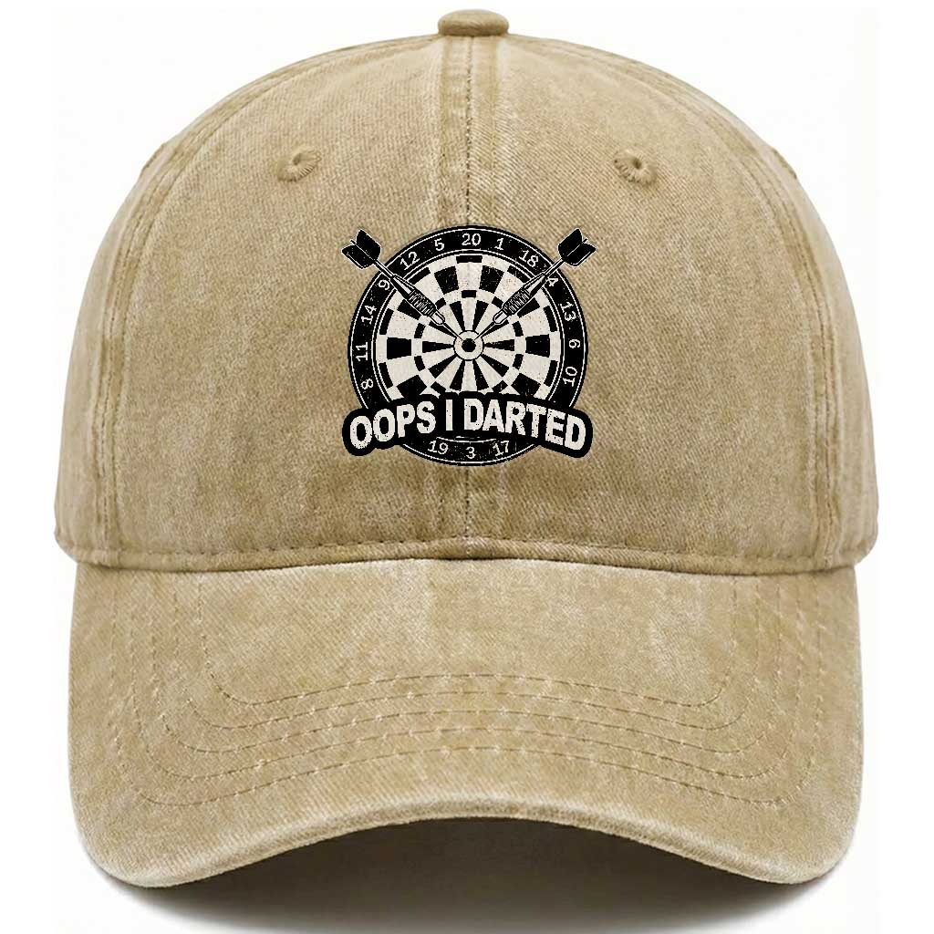 Funny Oops I Darted Washed Cotton Baseball Cap Sarcastic Dartist Darts Lover Gift TS12 Print Your Wear