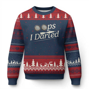 Oops I Darted Ugly Christmas Sweater Funny Pub Darts Lover TS12 Navy Red Print Your Wear