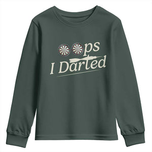 Oops I Darted Youth Sweatshirt Funny Pub Darts Lover TS12 Dark Forest Green Print Your Wear