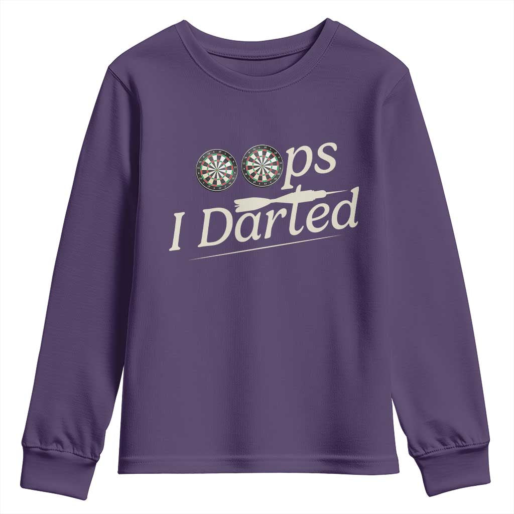 Oops I Darted Youth Sweatshirt Funny Pub Darts Lover TS12 Purple Print Your Wear