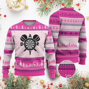 Vintage Dartboard Gift Idea For Dart Lover Ugly Christmas Sweater TS12 Hot Pink Print Your Wear