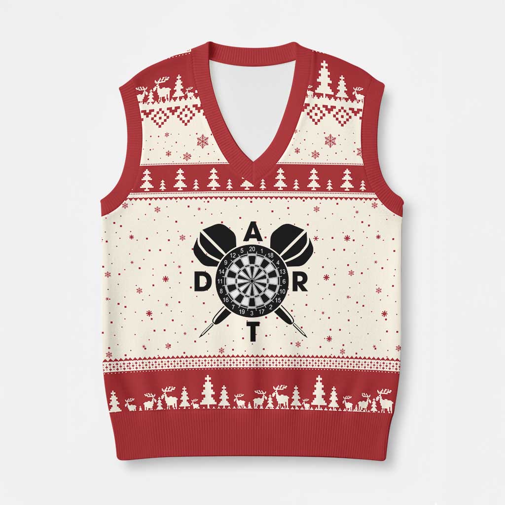 Vintage Dartboard Gift Idea For Dart Lover V-Neck Knit Sweater Vest TS12 Beige Red Print Your Wear