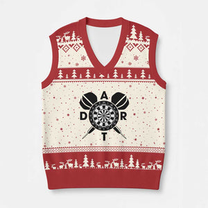 Vintage Dartboard Gift Idea For Dart Lover V-Neck Knit Sweater Vest TS12 Beige Red Print Your Wear