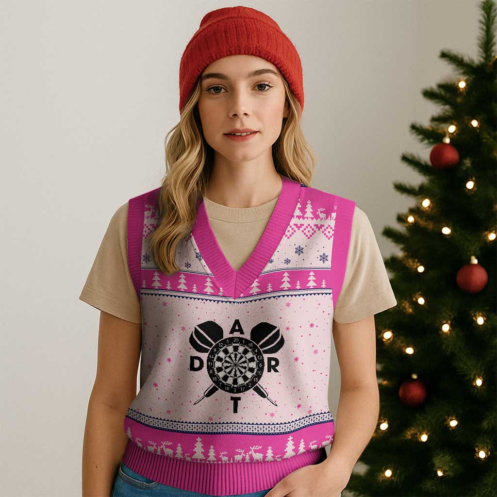 Vintage Dartboard Gift Idea For Dart Lover V-Neck Knit Sweater Vest TS12 Hot Pink Print Your Wear