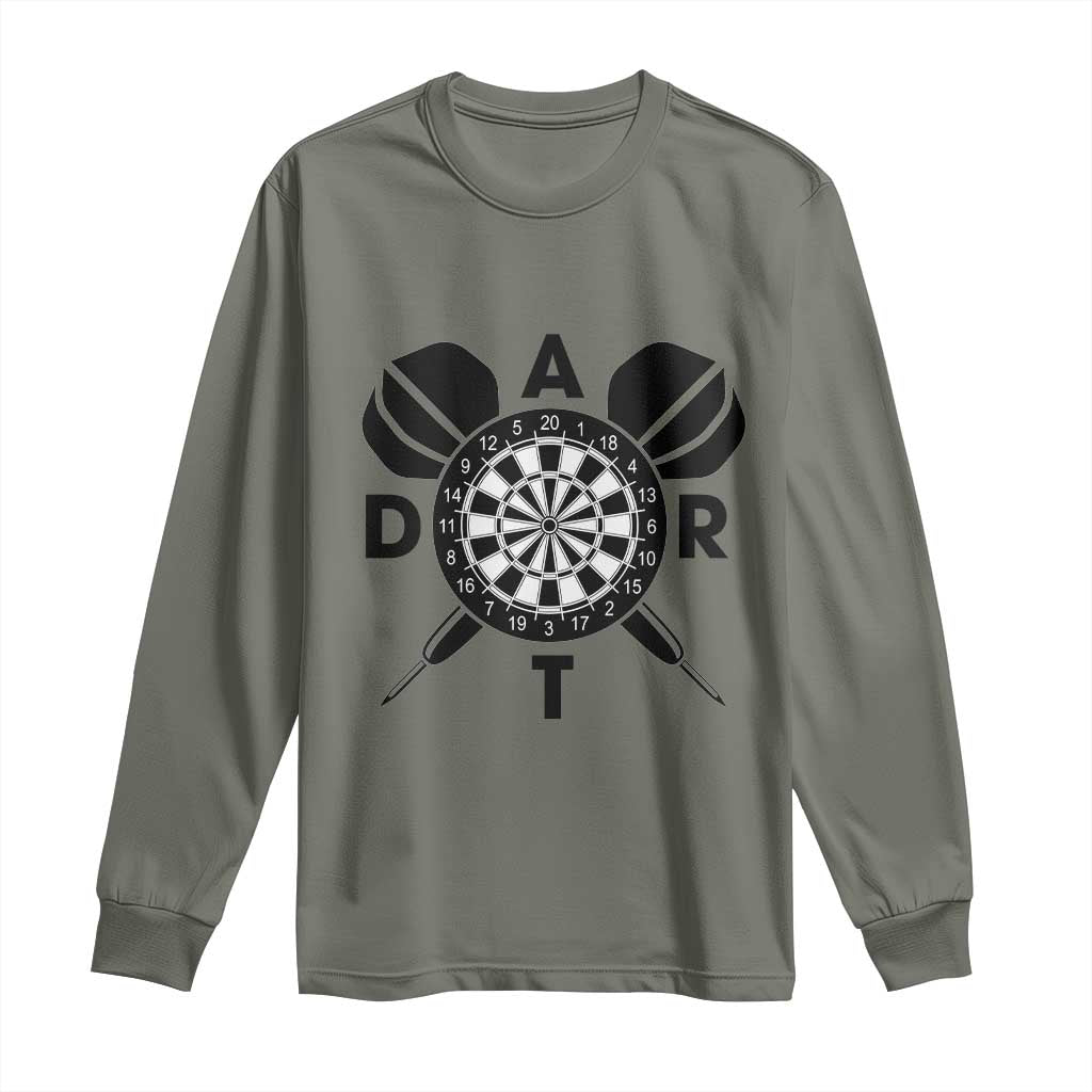 Vintage Dartboard Gift Idea For Dart Lover Long Sleeve Shirt TS12 Military Green Print Your Wear