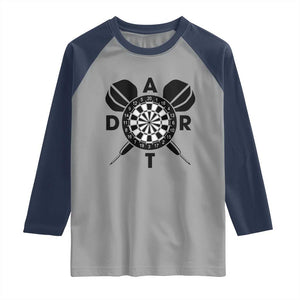 Vintage Dartboard Gift Idea For Dart Lover Raglan Shirt TS12 Sport Gray Navy Print Your Wear