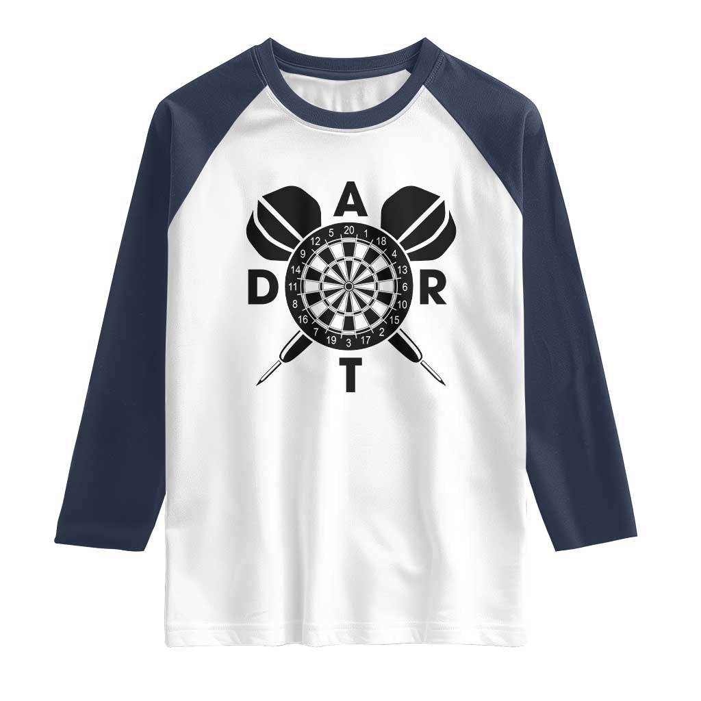 Vintage Dartboard Gift Idea For Dart Lover Raglan Shirt TS12 White Navy Print Your Wear