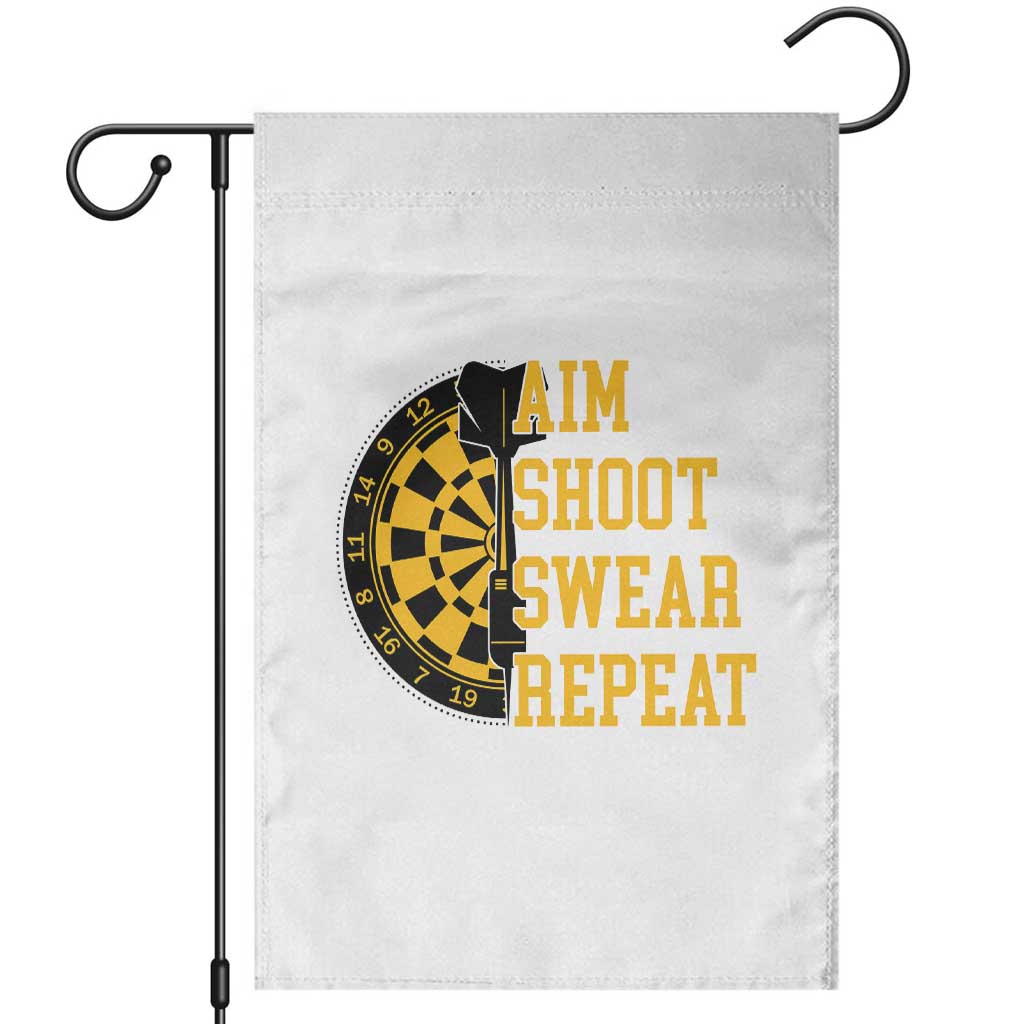 Funny Darts Retro Vintage Garden Flag Aim Shoot Swear Repeat Dartist Gift TS12 White Print Your Wear