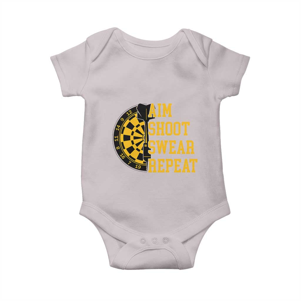 Funny Darts Retro Vintage Baby Onesie Aim Shoot Swear Repeat Dartist Gift TS12 Ice Gray Print Your Wear