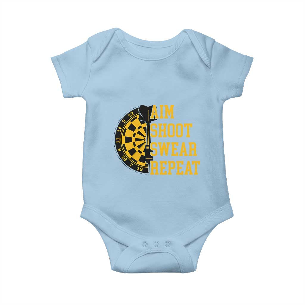 Funny Darts Retro Vintage Baby Onesie Aim Shoot Swear Repeat Dartist Gift TS12 Light Blue Print Your Wear