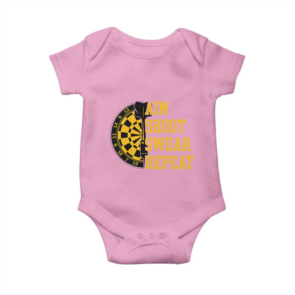 Funny Darts Retro Vintage Baby Onesie Aim Shoot Swear Repeat Dartist Gift TS12 Light Pink Print Your Wear