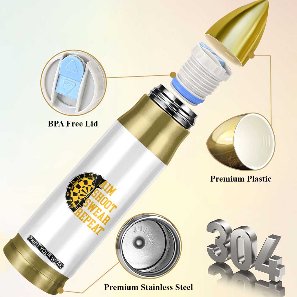 Funny Darts Retro Vintage Bullet Tumbler Aim Shoot Swear Repeat Dartist Gift TS12 Print Your Wear
